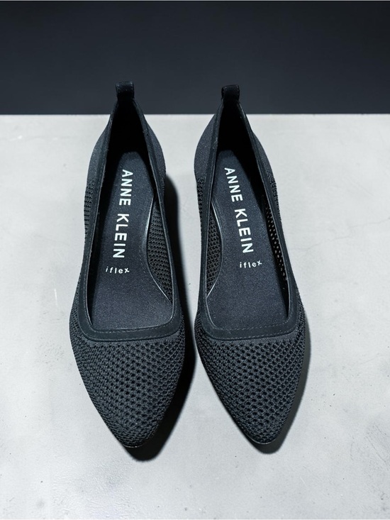 Anne Klein Shoes - Anne Klein Black Pointed Knit Slip-On Flats